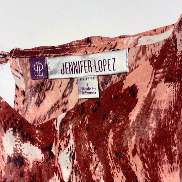 Jennifer Lopez Elegant Women's Burgundy Blouse Size Large - Picture 4 of 8
